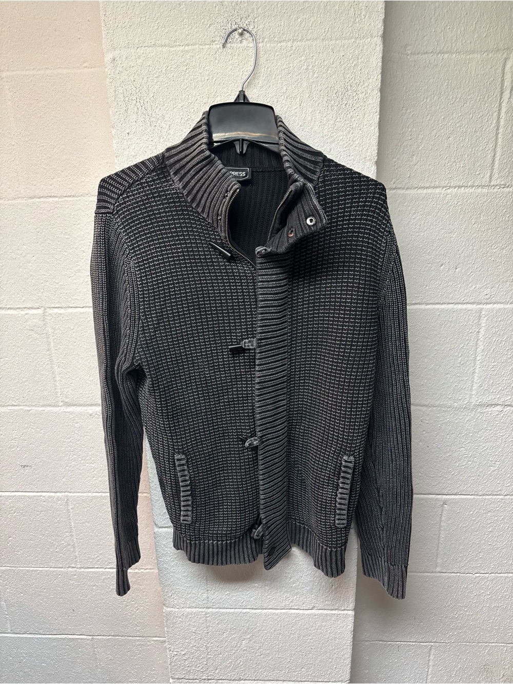 Express Black Ribbed Knit Cardigan